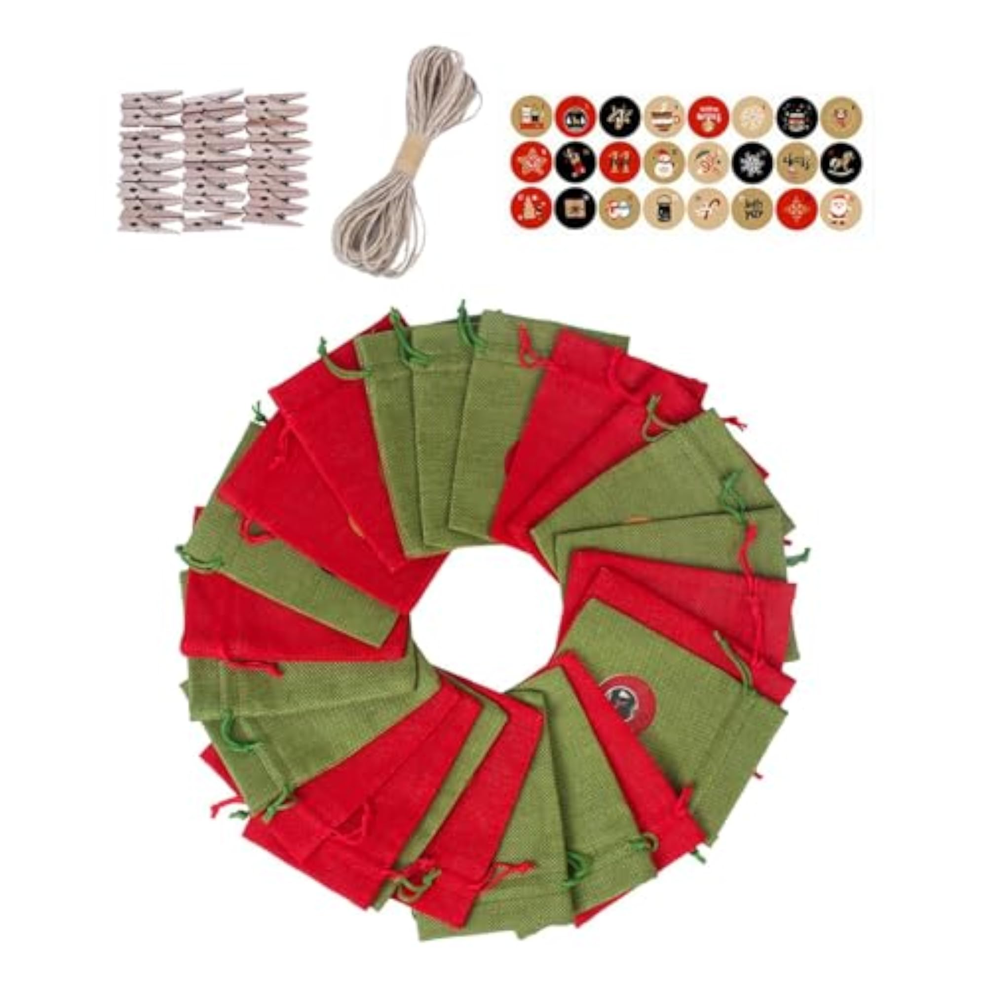 Hanging Advent Calendar Candy Gift Drawstring Bag